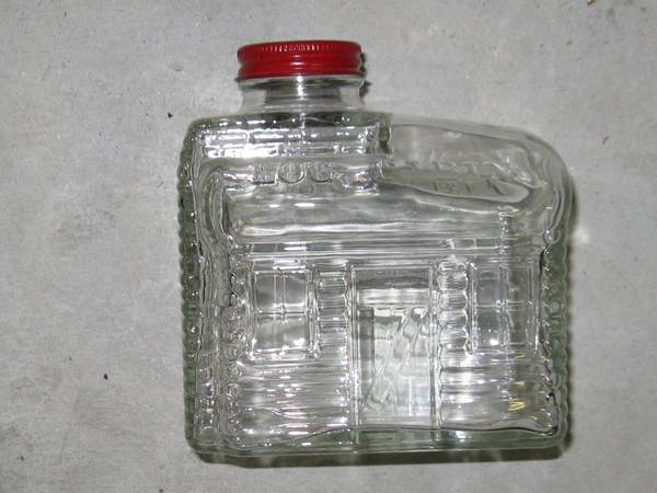 Photo VINTAGE LOG CABIN GLASS SYRUP JAR $18