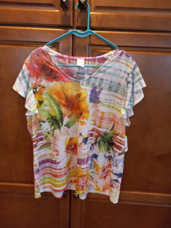 Photo 2 New and Different Womens Multi-Colored Tops (L or XL) - $7 to $8
