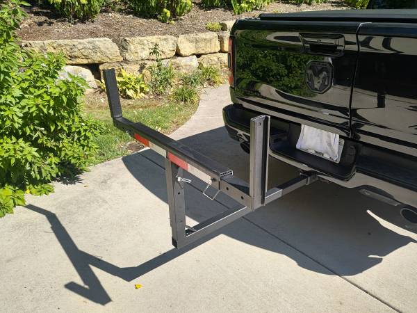 Photo Truck bed extender 2 in 1 Design Foldable Pick Up Truck Bed Hitch Mount Extensio $60