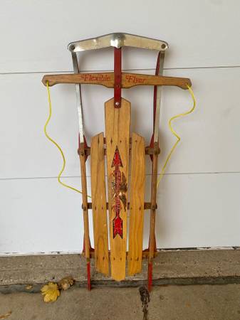 Photo Vintage Flexible Flyer Wood Metal Sled 48 - We Will Ship $65