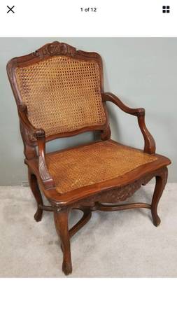 Photo Vintage Louis XV French Provincial Double Cane Walnut Armchair Accent Chair $300