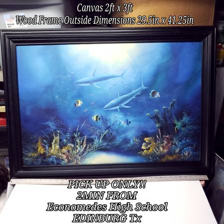 2ftx3ft Large Under the Sea Shark Fish Canvas Art Painting Framed $65