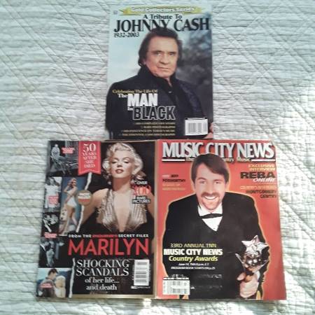 Photo Set of 3 Collectors Magazines-JOHNNY CASH MARILYN MONROE MUSIC CITY N $14