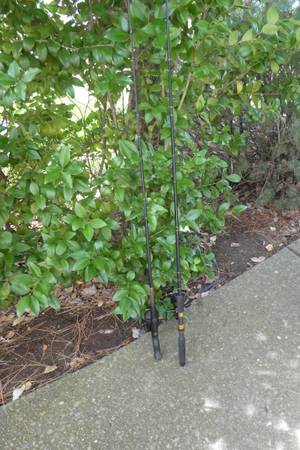 Photo 2 rod  reels, Daiwa, Shakespeare, Bass Pro Shop, Quantum Both for $20 $20
