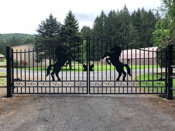 Photo DRIVEWAY GATES Galvanized Gate Wrought Iron Security $1,990