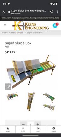 Photo Keene super sluice box $350