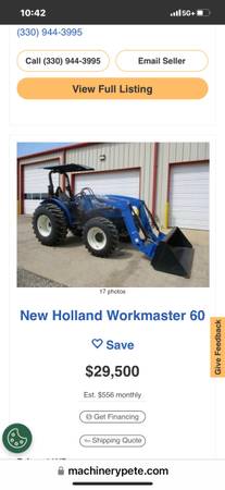 Photo New holland workmaster 60 tractor with many attachments $22,000