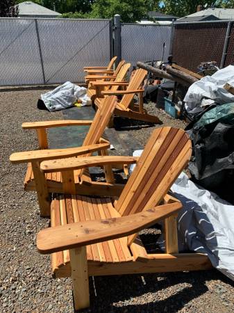 Photo Redwood non-folding Adirondack chairs $225