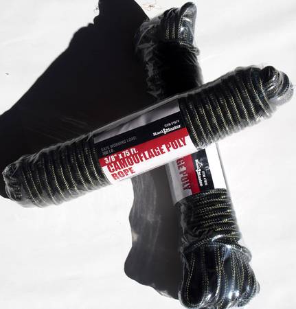 Photo Two 38 in. x 75 ft. Diamond Braid Camo Rope, brand new $9
