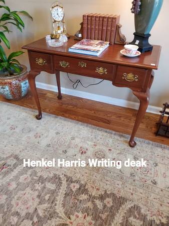 Photo Henkel Harris Writing Desk Hall Table 2703 CHERRY  24 very good cond $1,995