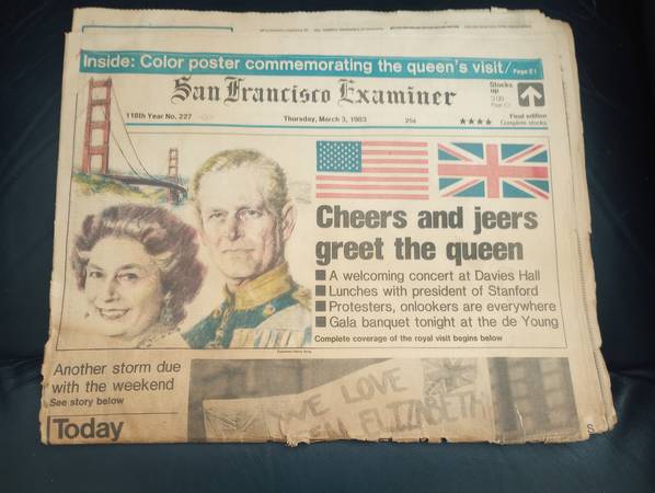 Photo 1983 Queens visit..San Francisco Examiner