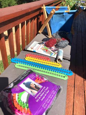 Knitting Looms - 2 Sets - Yarn - How-To Books - Tote Bin $30