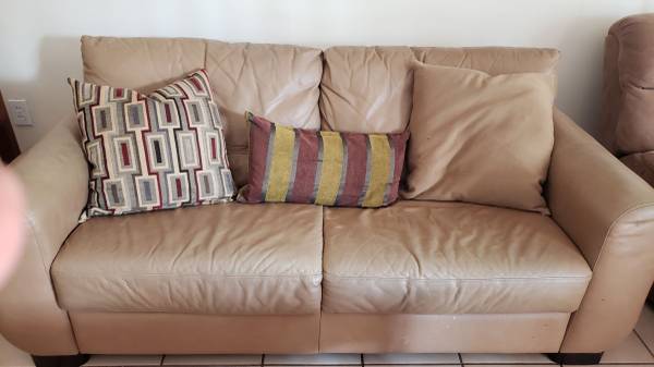 Photo 2 Leather Gold sofas from El Dorado Furniture $80.00 each one. $80