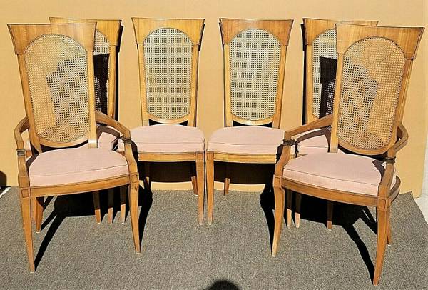 Photo 6) MCM Vintage DREXEL Klismos Caned High Back Dining Chairs $1,100