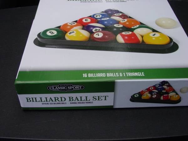 Photo BILLIARD POOL BALLS CLASSIC SPORT TRIANGLE SET CUE BALL TABLE STANDARD $20