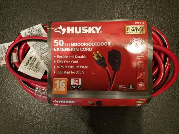 Extension Cord Husky 50 Ft  Safety Case X 2  Surge Protector Set NEW $50