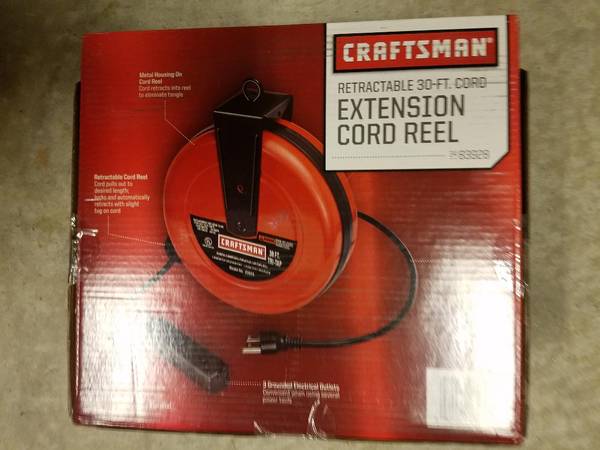 Photo Extension Cord Reel Ceiling Mount  Extension Cord Husky 50 Ft NEW $75