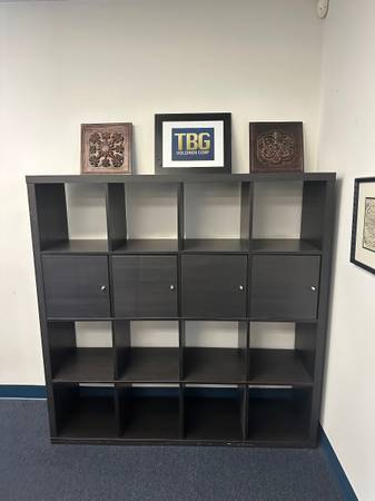 Photo FOUR Identical Black Wood Wall Unit Book Shelves Cubby Holes Organizat $95