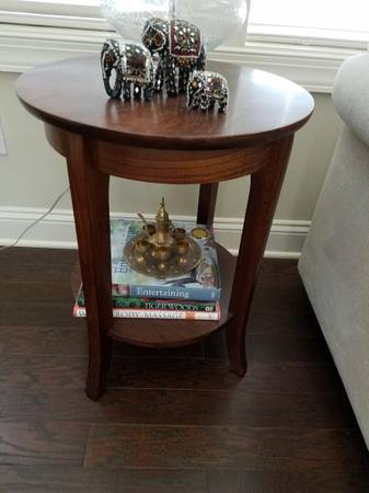 Photo Furniture Cocktail Table And End Table Solid Wood Dual Level Pier One $300