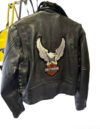 Photo Harley-Davidson classic Black Leather Biker Jacket Womens $165