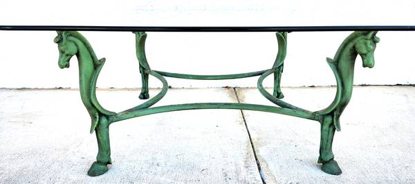 Photo Horse Coffee Table Patinated Iron Hoof Footed Maison Jansen Style $3,325