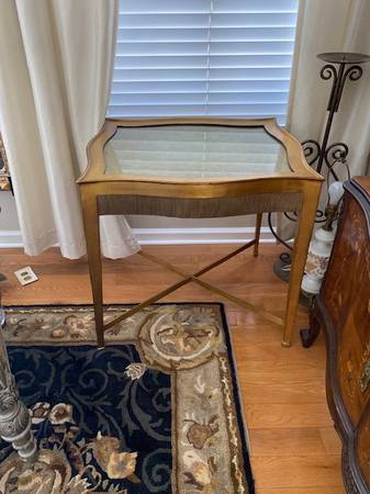 Photo Marge Carson Gold Metal Glass Side End Accent Table $395