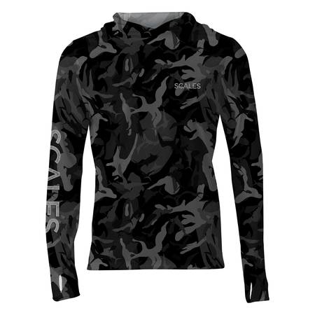 Photo NEW FRIGATE CAMO XL HOODED SCALES PRO PERFORMANCE FISHING SHIRT $35