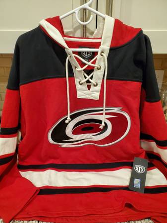 Photo Shirt Mens Long Sleeve Hoodie NHL Hurricanes Patch  Black Gray NEW $110