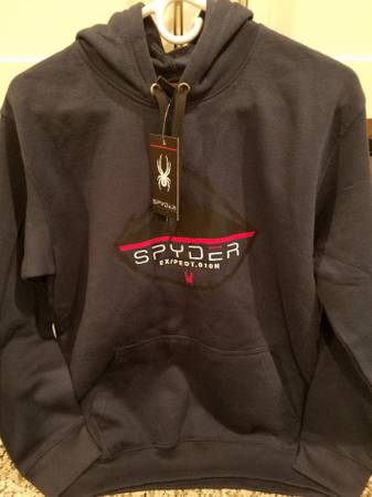 Shirt Mens Long Sleeve Hoodie Spyder Navy Blue Expedition  Red NEW $75