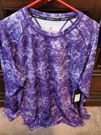 Photo Shirt Mens Long Sleeve No Collar Spyder XL Purple  Red Black NEW $60