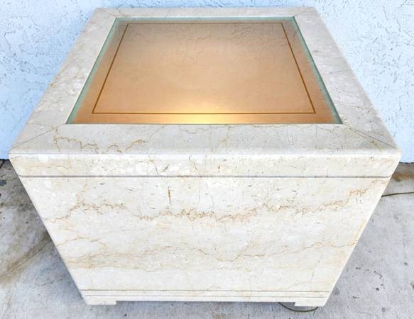 Side Center Table Marble Vintage Lighted Custom Made $3,595