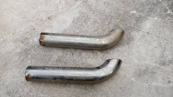 Photo Two 5 inch od x 30 inch chrome exhaust curved stack pipe semi truck $120