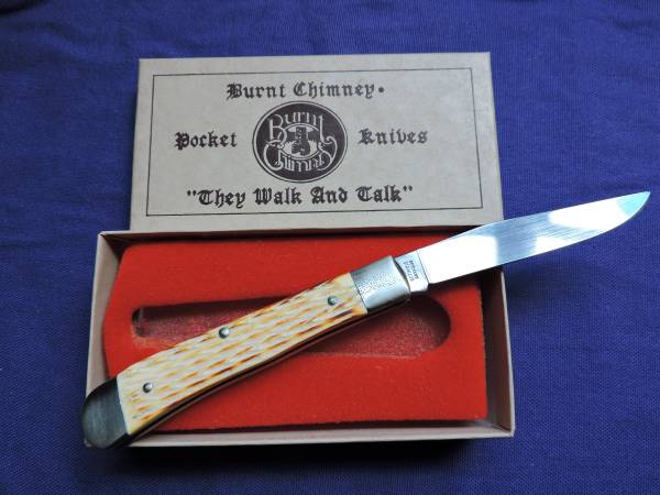 Photo Vintage Burnt Chimney Single-blade Bare Head Trapper Pocket Knife. $135