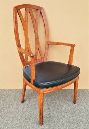 Photo Vintage Henredon Burl Wood Pretzel Back Armchair Dining Desk Chair $445