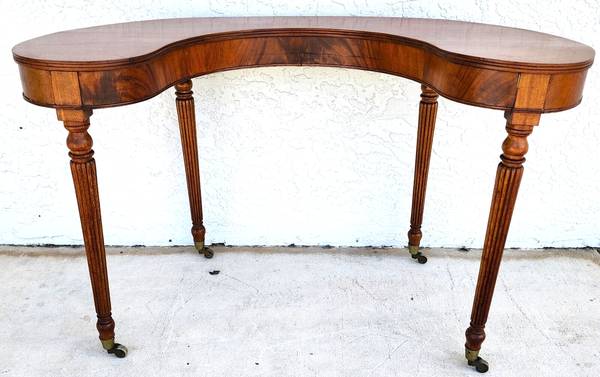 Photo Wood Console Table Desk Mid Century Kidney Horseshoe Shape $1,255