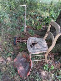 Vintage Garden decor metal tractor seat  Push Lawn mower garden chair