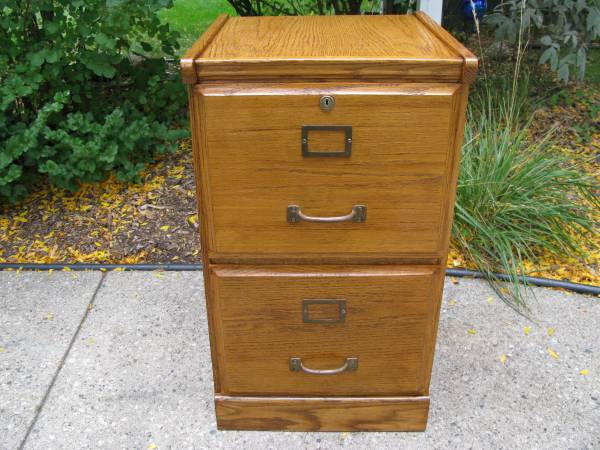 Photo 2 Drawer Oak File Cabinet With Hanging File Rails $40