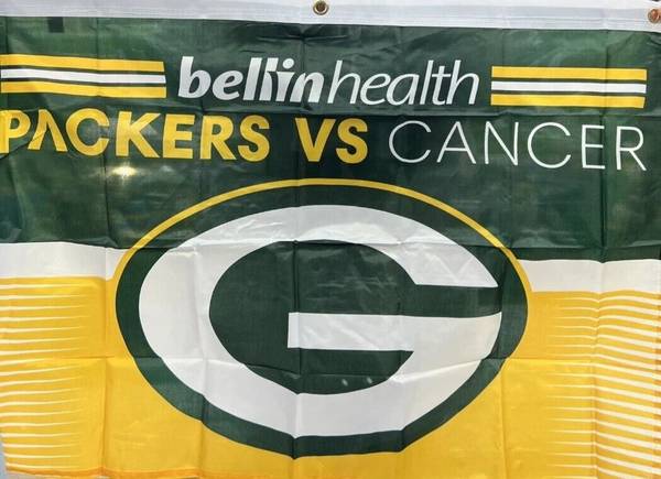 GREEN BAY PACKERS VS CANCER FLAG, NEW $10
