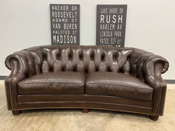 Photo Hancock  Moore Chesterfield Leather Sofa $1,575