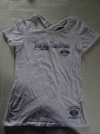 Photo Harley-Davidson Womens T-shirt - White - XL Cross Back Neckline $25