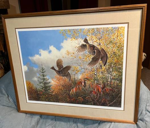 Photo Indian Summer- Ruffed Grouse by Owen Gromme framed signed numbered $200