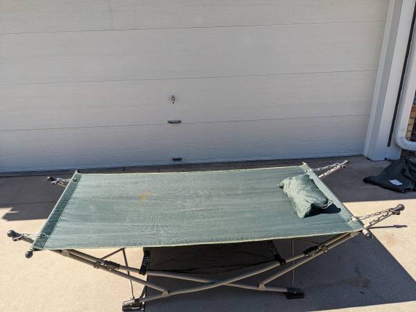Photo Large, 2 person canvas hammock with stand $100