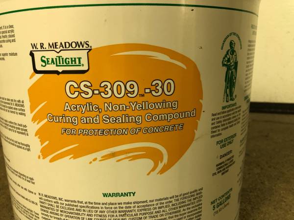 Photo W.R. Meadows CS-309-30 Concrete Curing  Sealing Compound - 5 gallons $100