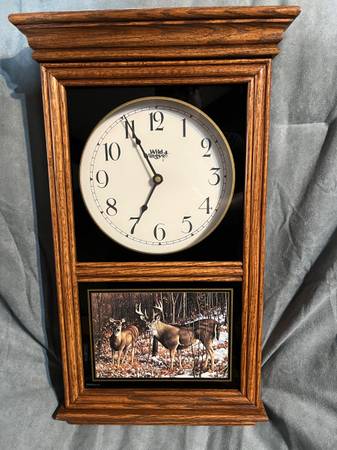Photo Wild Wings regulator-style wall clock with whitetail deer $20
