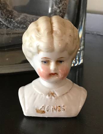 Photo Antique 1900-1907 Hertwig German China Porcelain Blonde Doll Head $75
