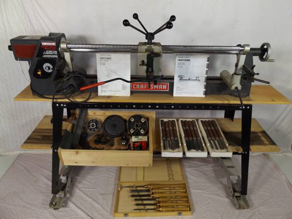 Photo Craftsman Variable Speed Wood Lathe Copy Crafter Stand Lift Wheels $1,000