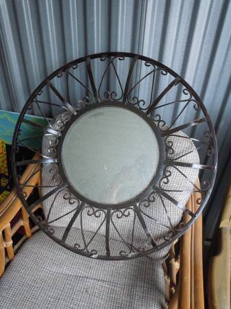 HD. WROUGHT IRON FRAME w SMALL CENTER MIRROR $50