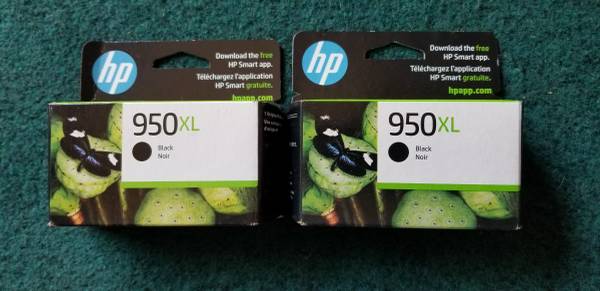 HP 950XL printer ink cartridges, 2024 expiration, new in sealed boxes $40
