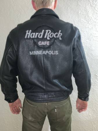 Photo Hard Rock Cafe Black Leather Jacket Coat MINNEAPOLIS Minnesota Mens S $50