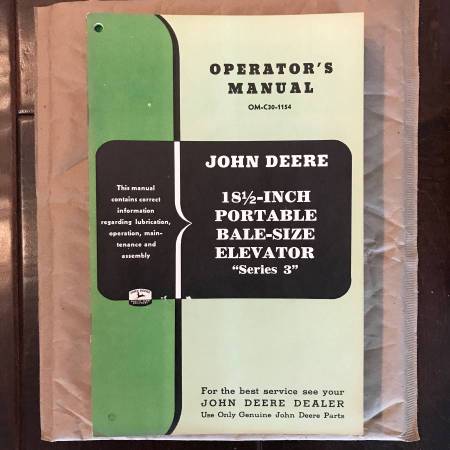 Photo John Deere 18-12 inch Portable Bale-Size Elevator Series 3 manual $5